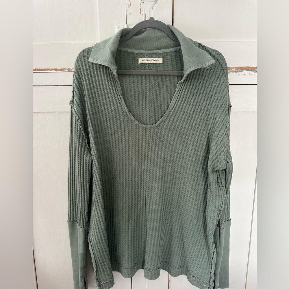 Free People Sage Green Waffle Tunic